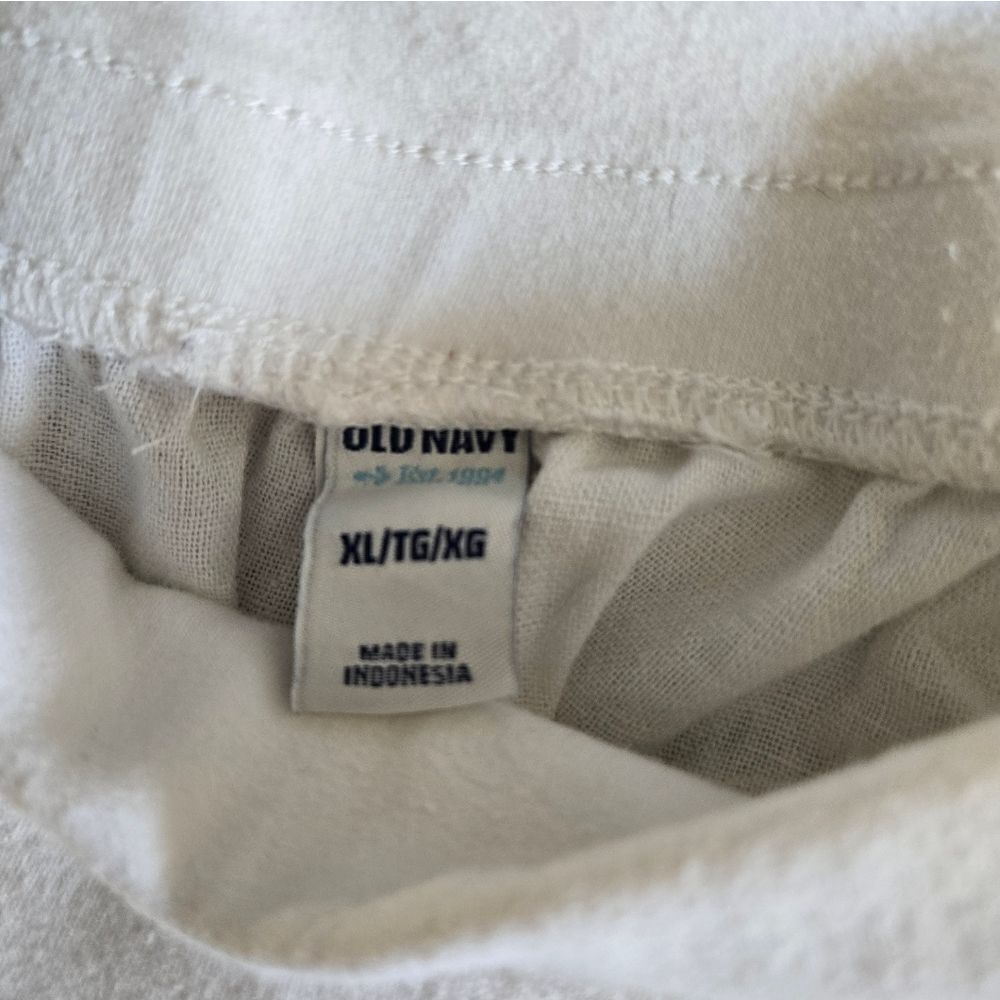 Old Navy Y2K White Linen Blend Foldover Lounge Pants - Picture 5 of 6